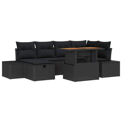 Gartensofa-set 7 stk. Schwarz Poly-Rattan