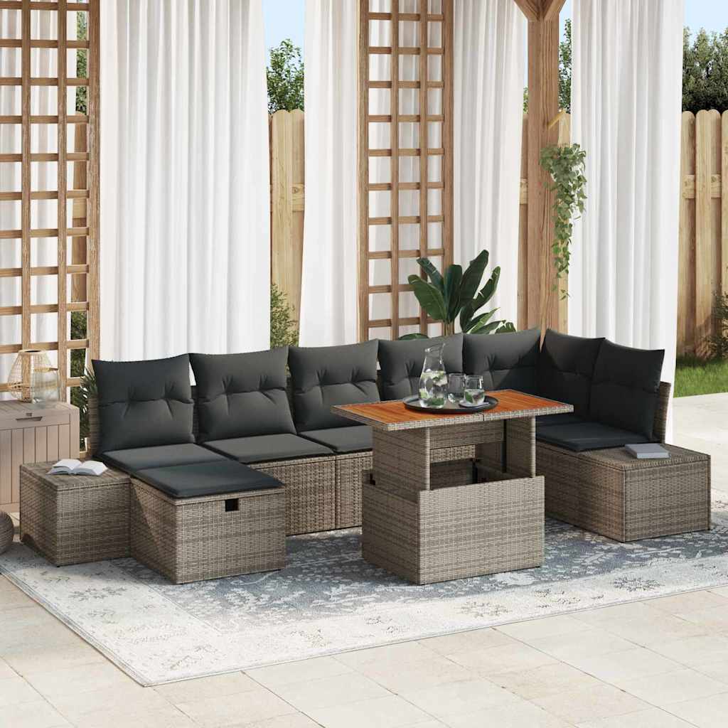 Gartensofa-set 8 stk. Grau Poly-Rattan
