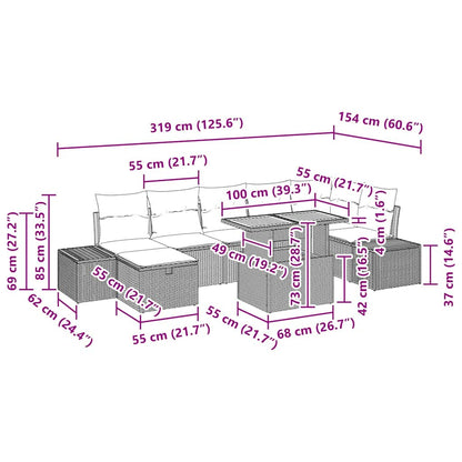 Gartensofa-set 8 stk. Grau Poly-Rattan