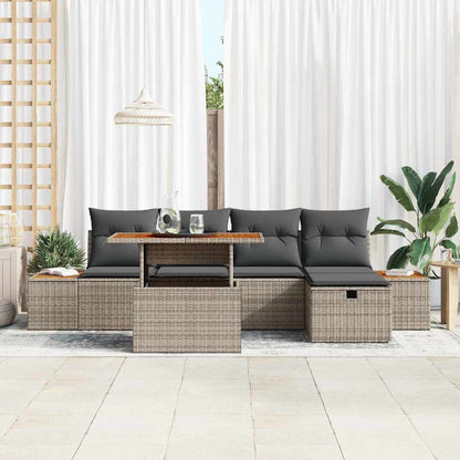 Gartensofa-set 6 stk. Grau Poly-Rattan