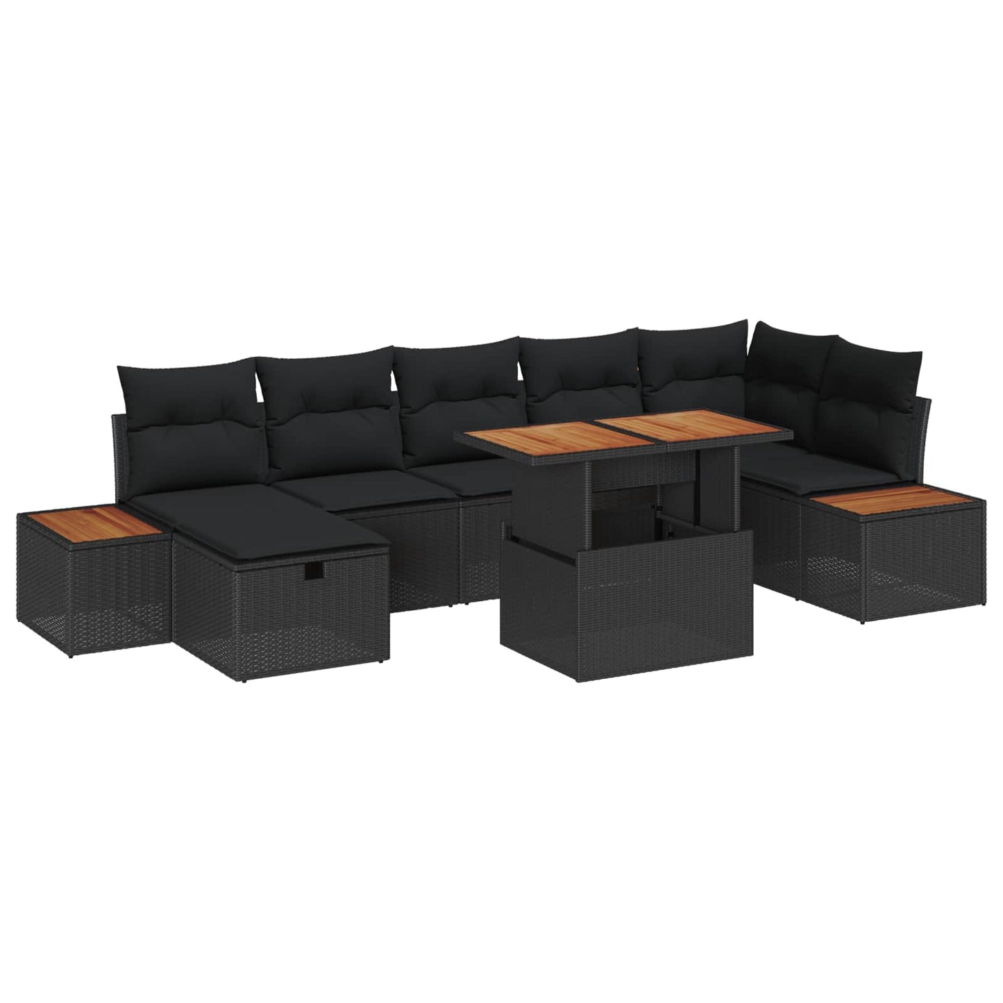 Gartensofa-set 8 stk. Schwarz Poly-Rattan