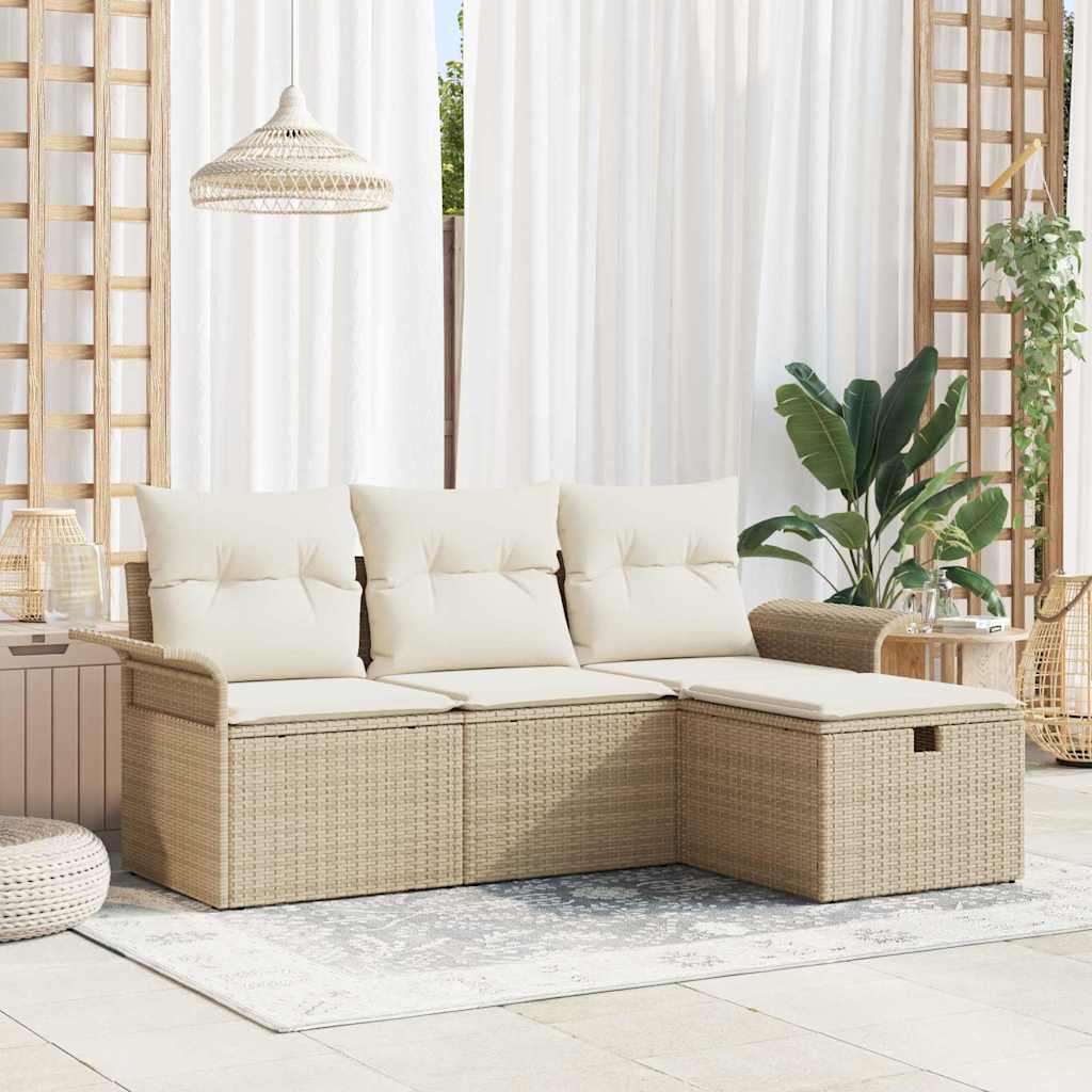 Gartensofa-set 4 stk. Poly Rattan