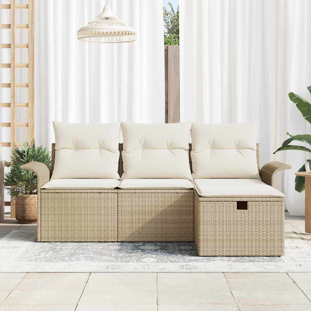 Gartensofa-set 4 stk. Poly Rattan