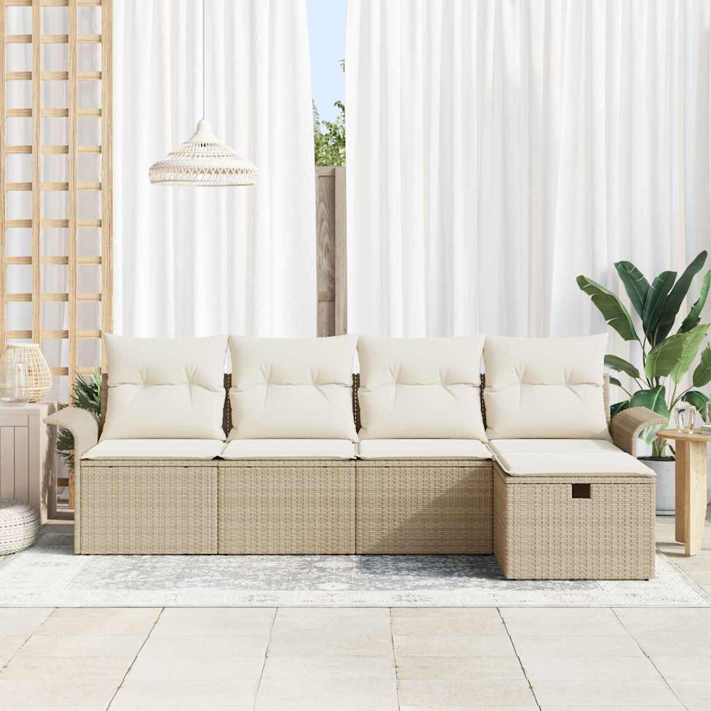 Gartensofa-set 5 stk. Poly Rattan