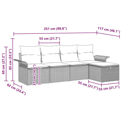 Gartensofa-set 5 stk. Poly Rattan