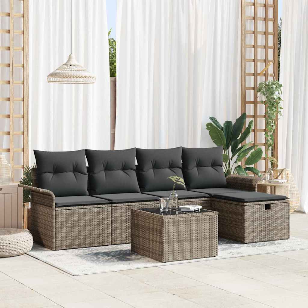 Gartensofa-set 6 stk. Poly Rattan