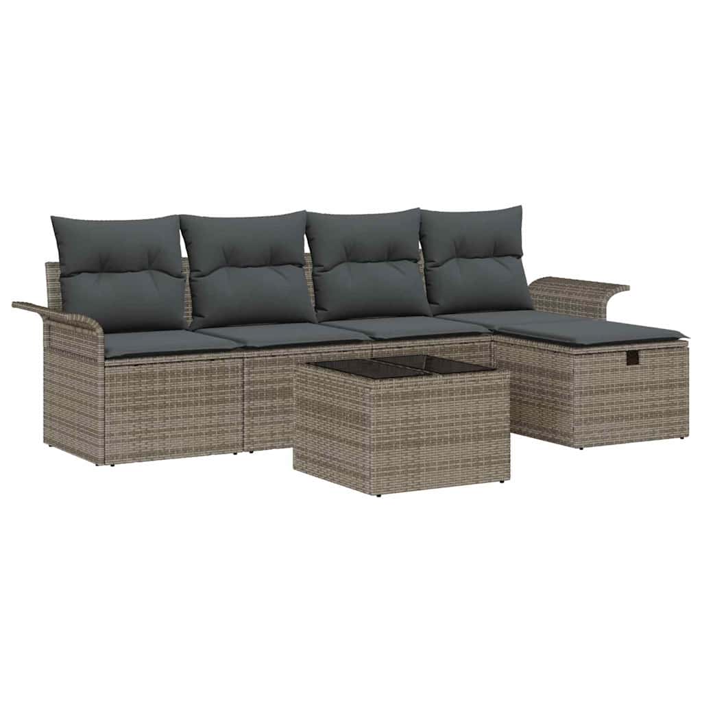 Gartensofa-set 6 stk. Poly Rattan