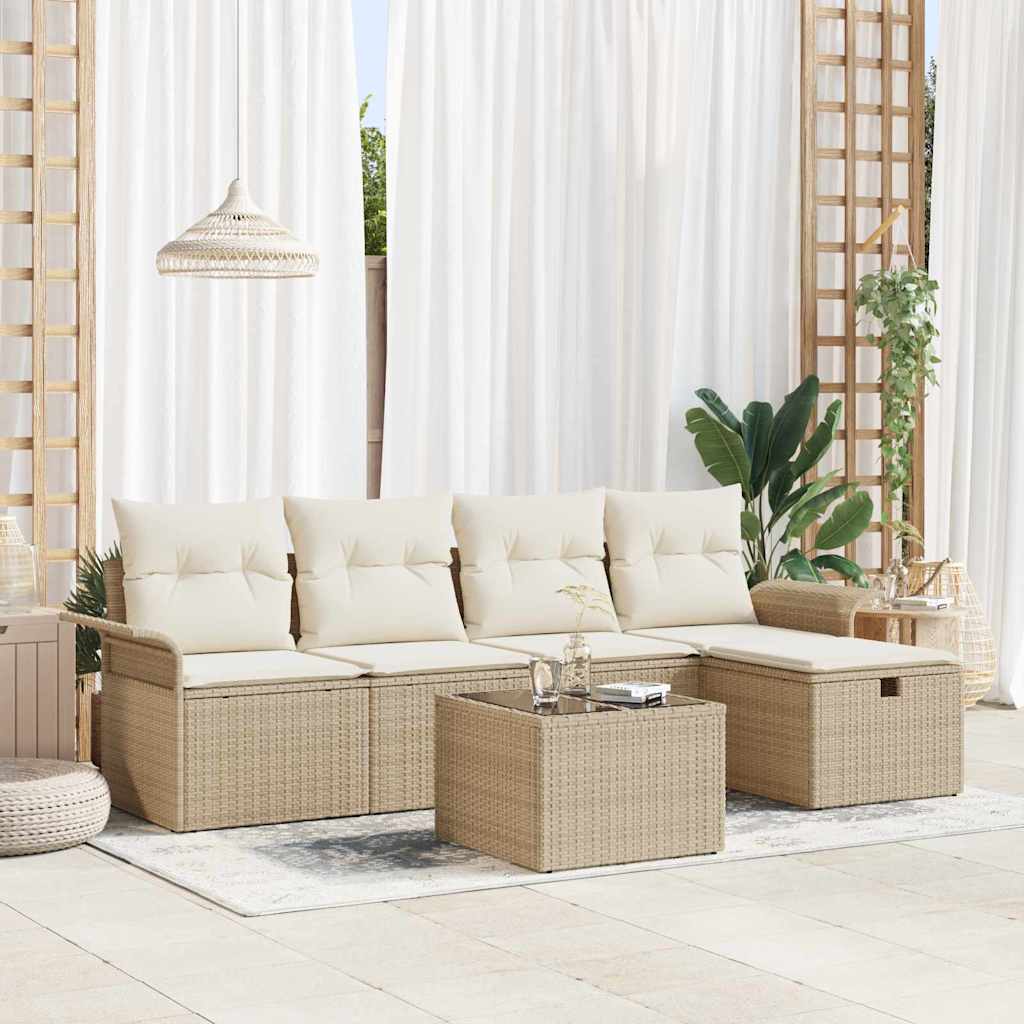 Gartensofa-set 6 stk. Poly Rattan
