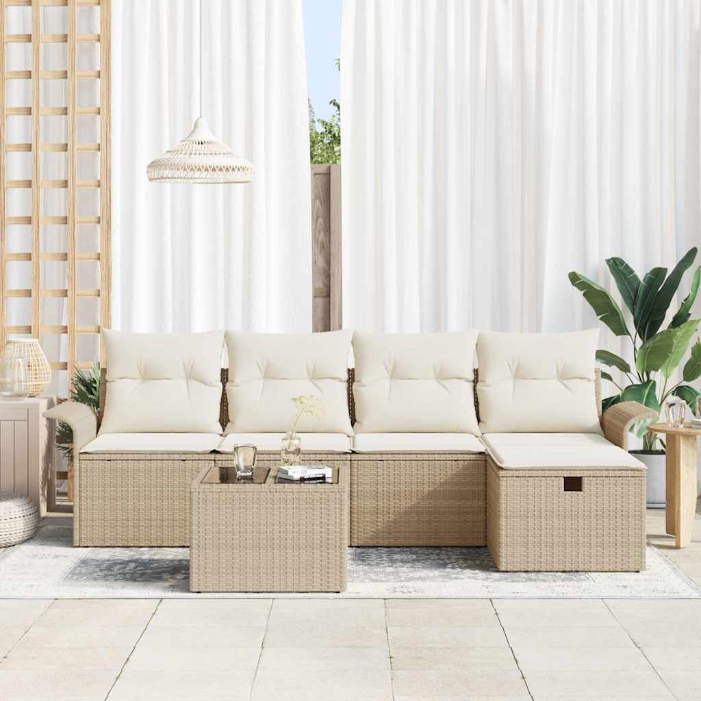 Gartensofa-set 6 stk. Poly Rattan