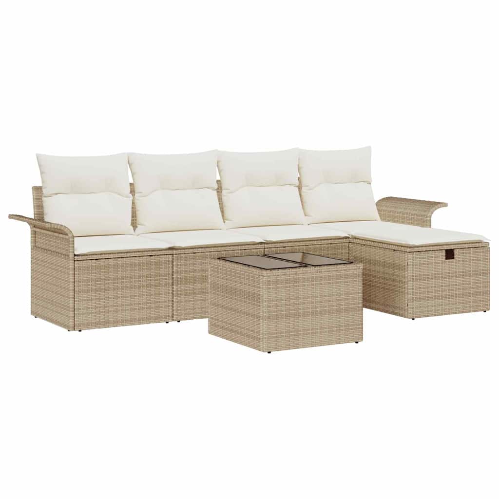 Gartensofa-set 6 stk. Poly Rattan