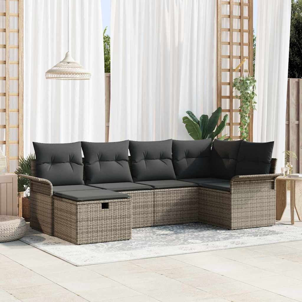 Gartensofa-set 6 stk. Poly Rattan