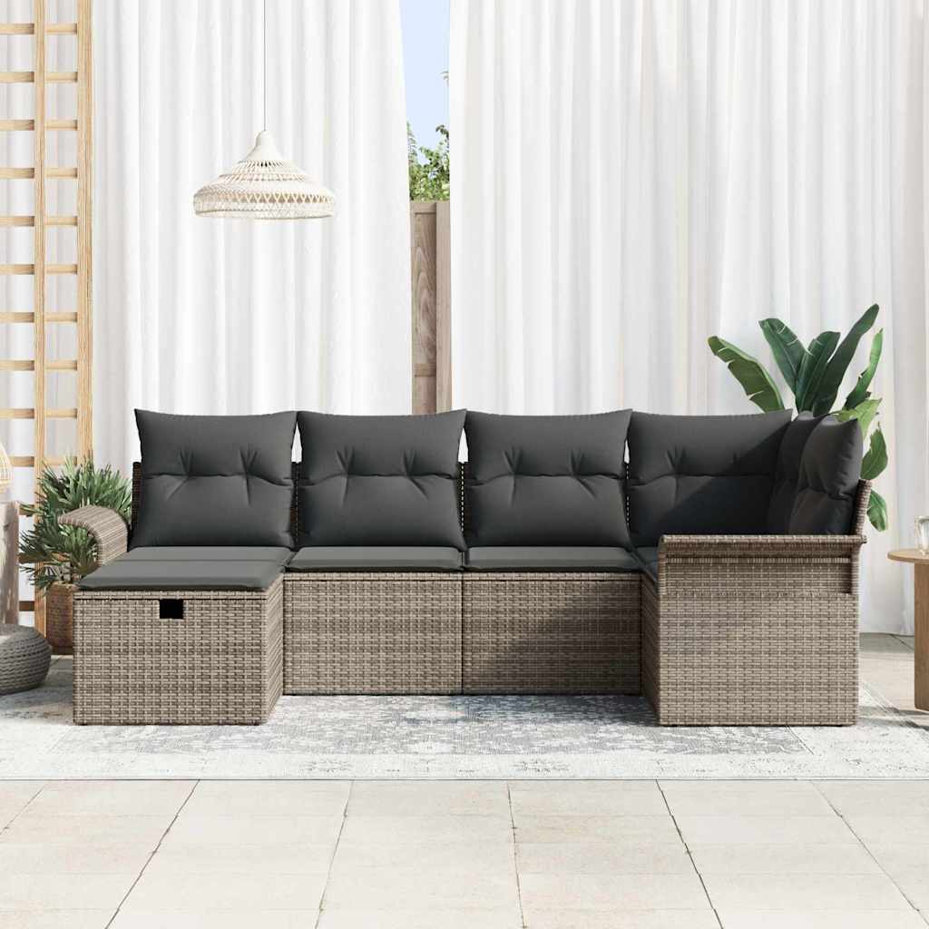 Gartensofa-set 6 stk. Poly Rattan