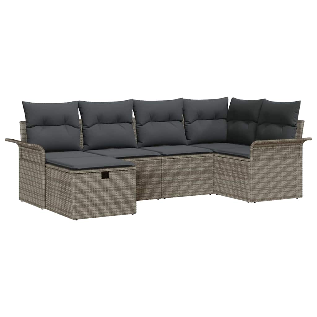 Gartensofa-set 6 stk. Poly Rattan