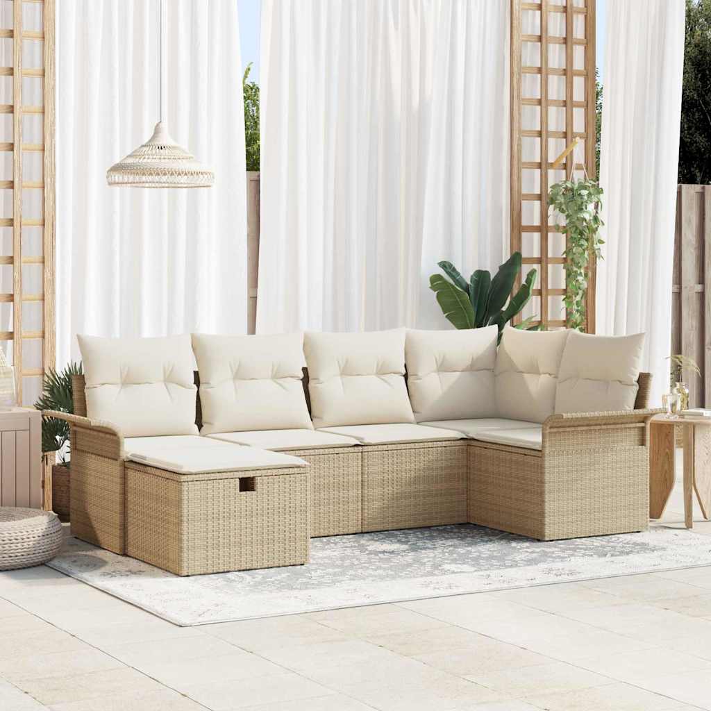 Gartensofa-set 6 stk. Poly Rattan