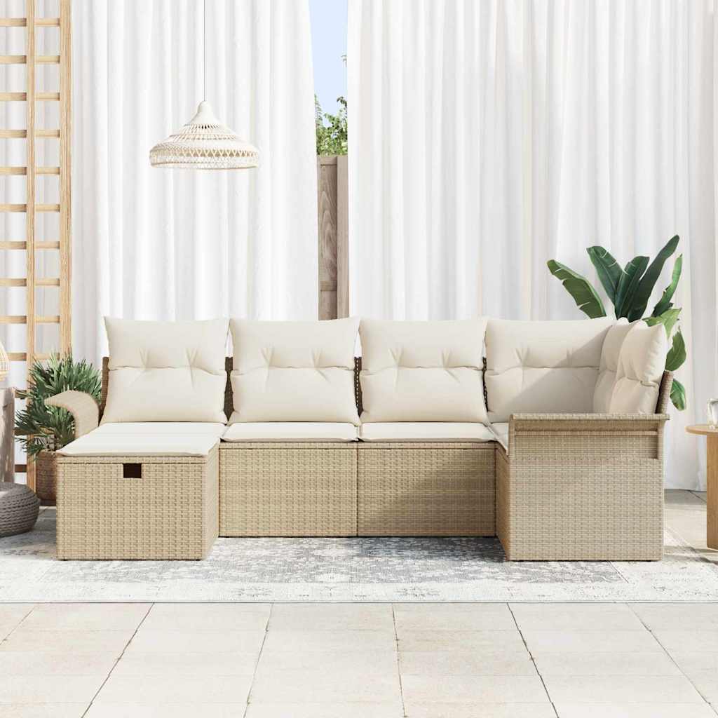 Gartensofa-set 6 stk. Poly Rattan
