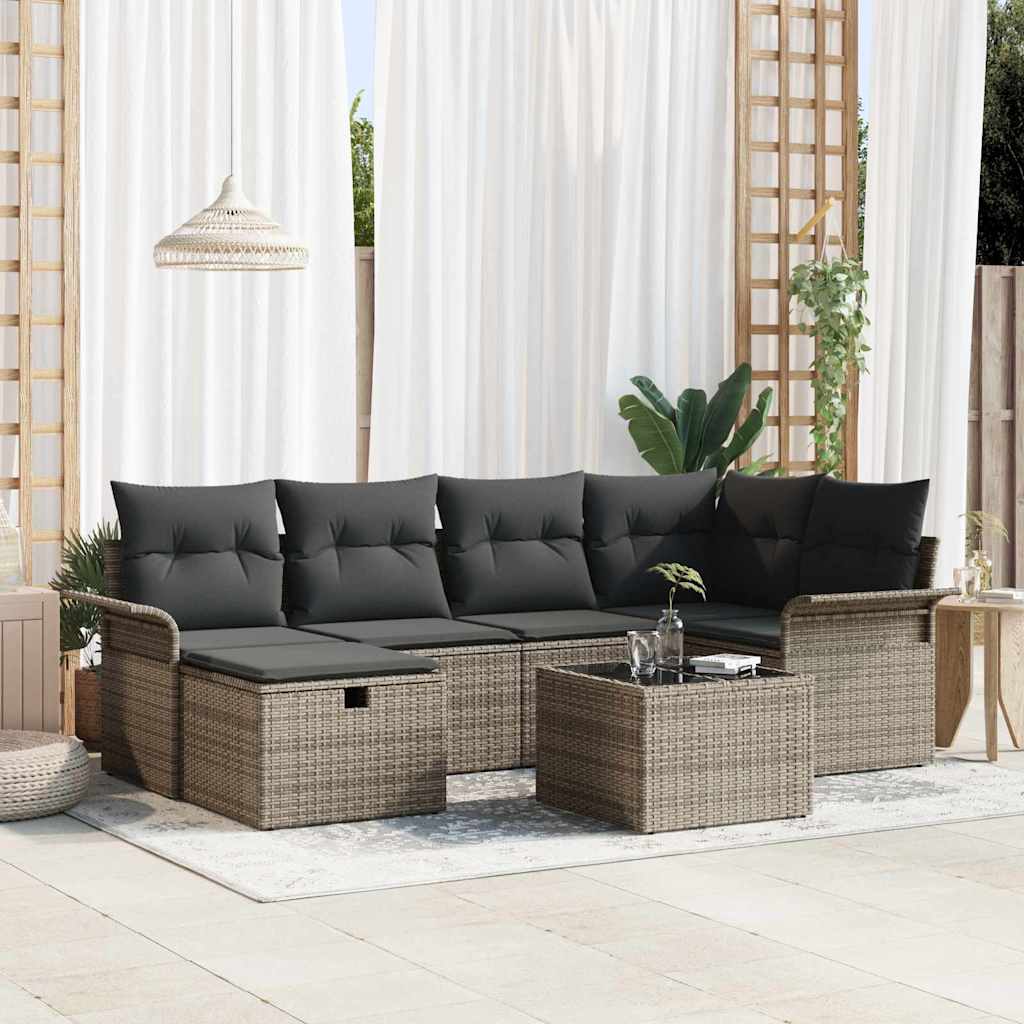Gartensofa-set 7 stk. Poly Rattan