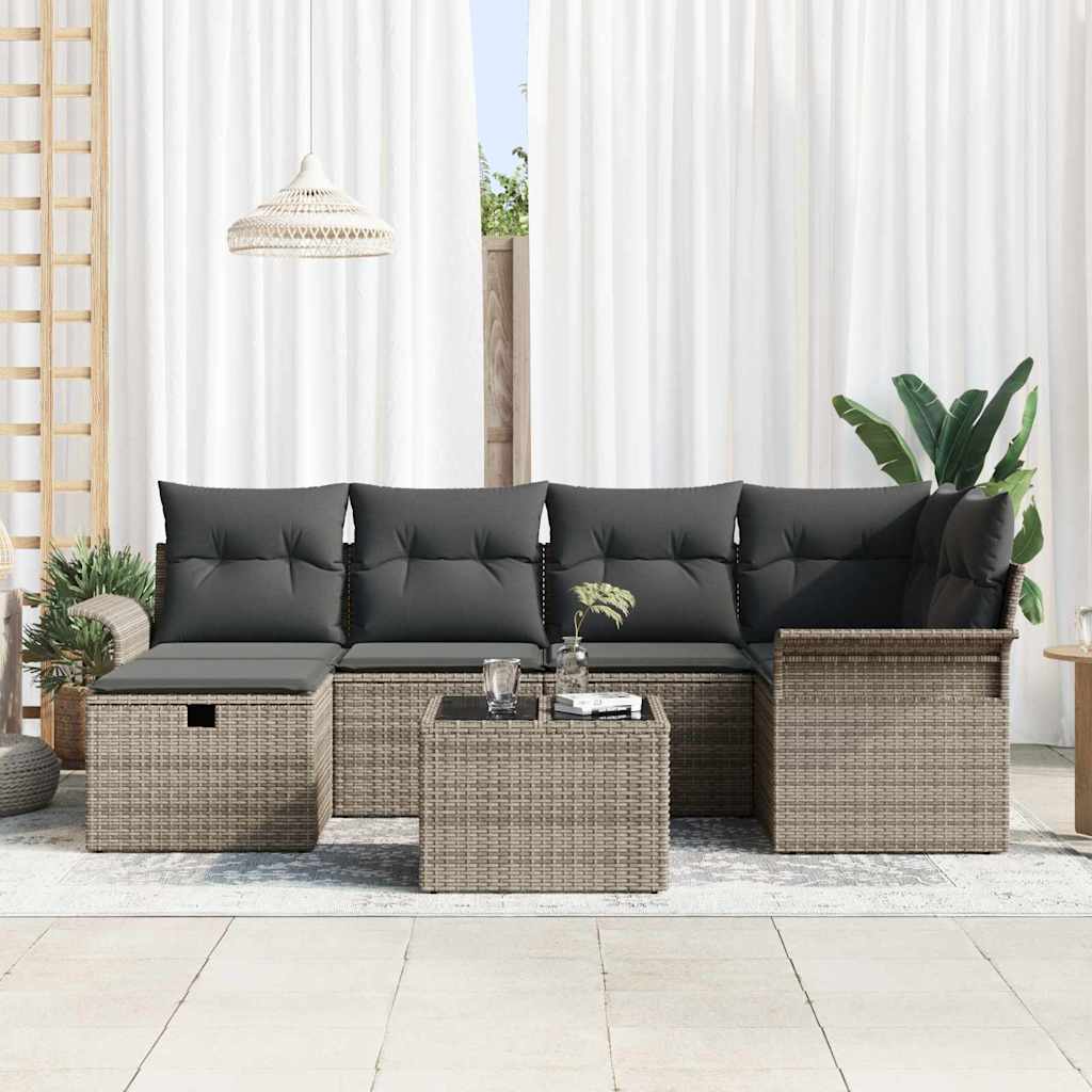Gartensofa-set 7 stk. Poly Rattan