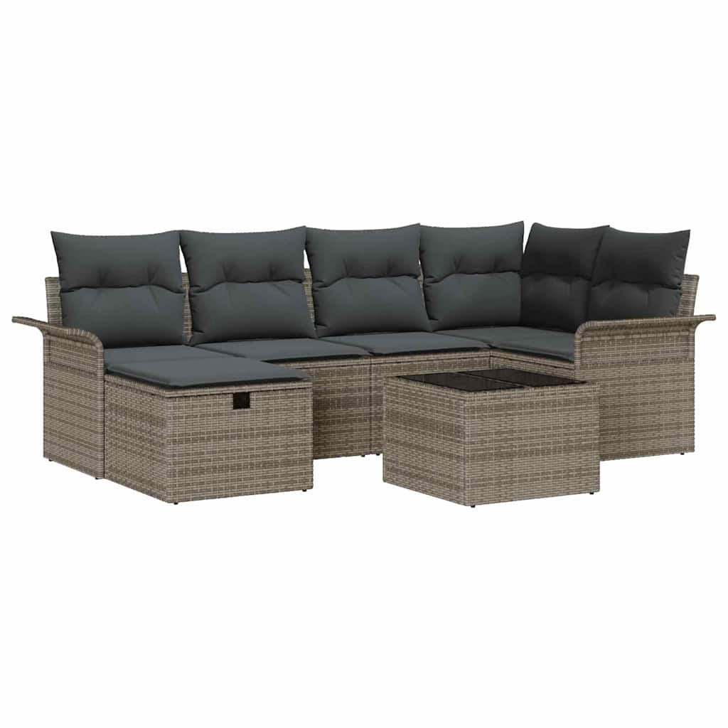 Gartensofa-set 7 stk. Poly Rattan