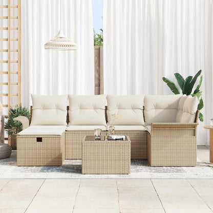 Gartensofa-set 7 stk. Poly Rattan