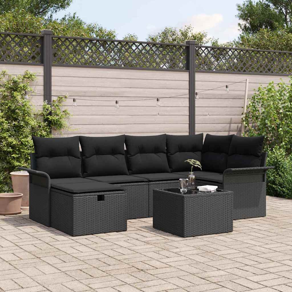 Gartensofa-set 7 stk. Poly Rattan