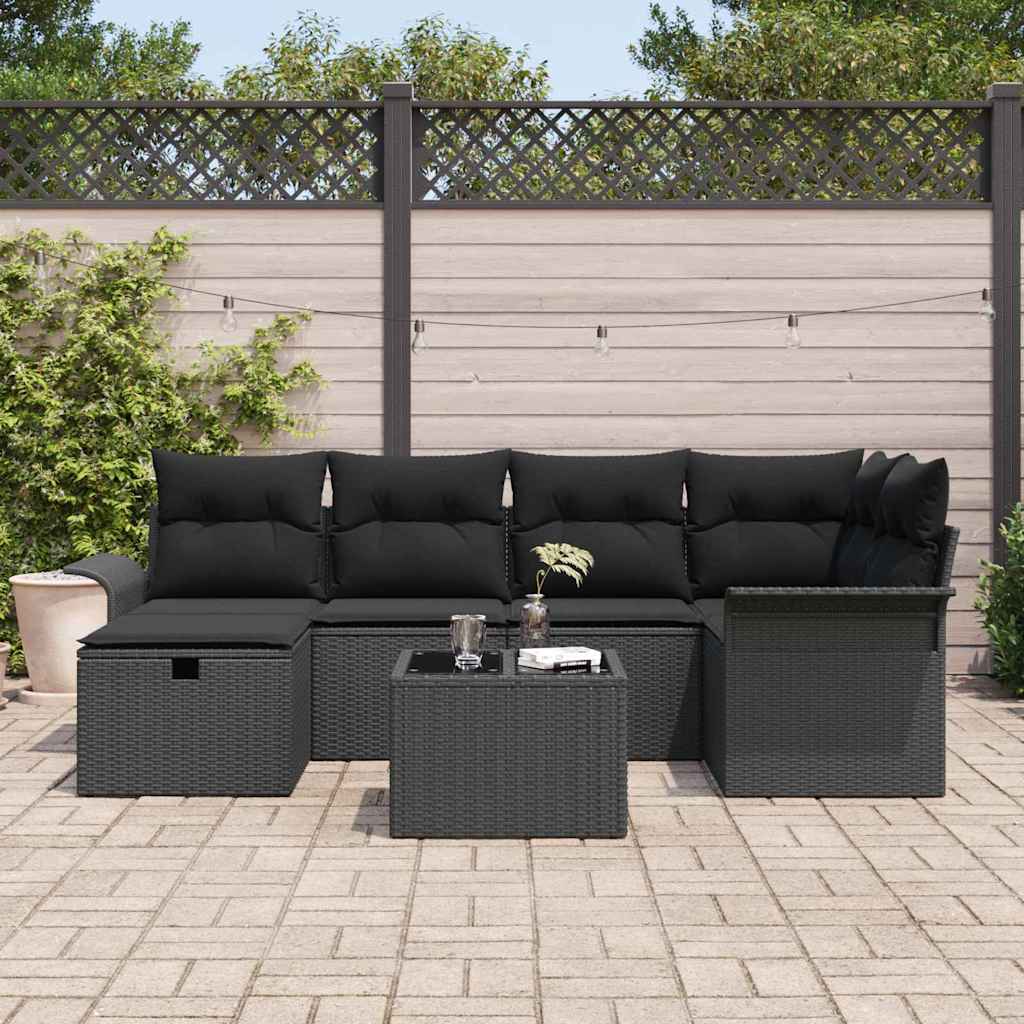 Gartensofa-set 7 stk. Poly Rattan