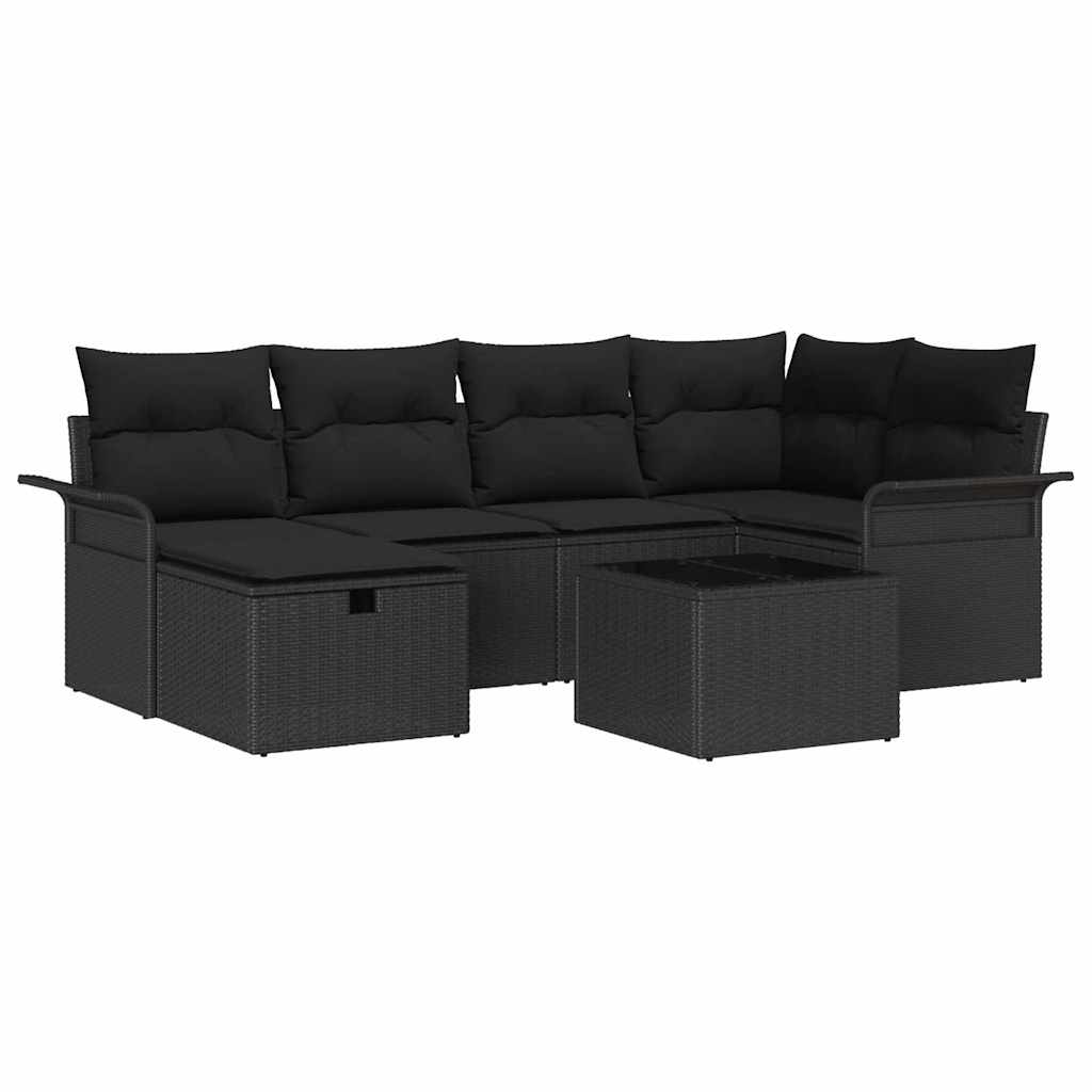 Gartensofa-set 7 stk. Poly Rattan