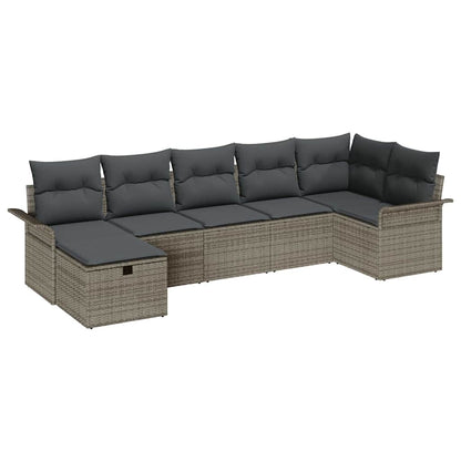 Gartensofa-set 7 stk. Poly Rattan
