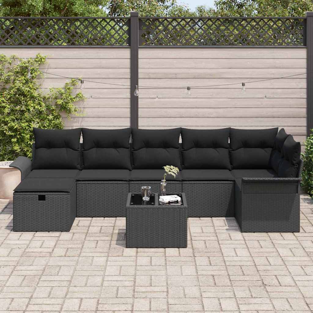 Gartensofa-set 8 stk. Poly Rattan