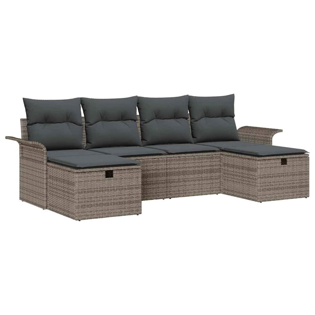 Gartensofa-set 6 stk. Poly Rattan