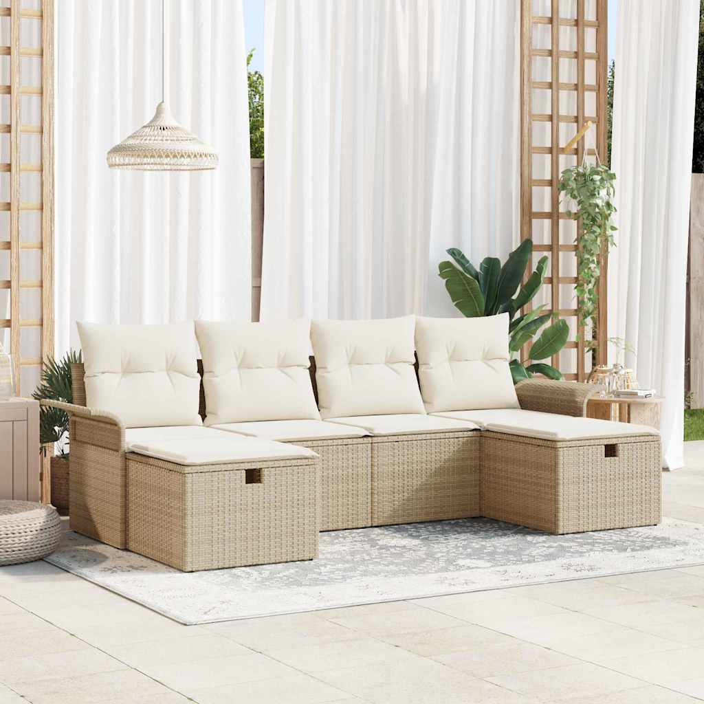 Gartensofa-set 6 stk. Poly Rattan