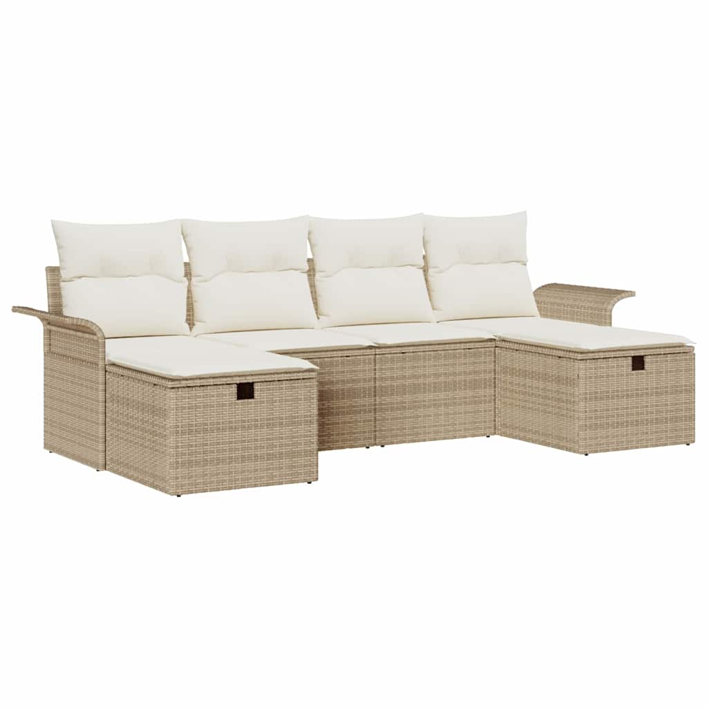 Gartensofa-set 6 stk. Poly Rattan