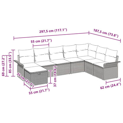 Gartensofa-set 8 stk. Poly Rattan