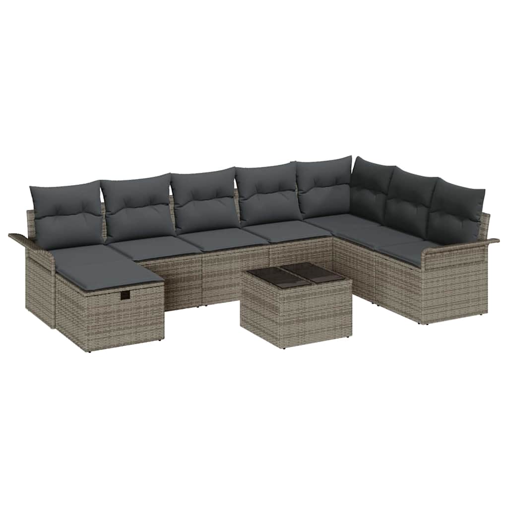 Gartensofa-set 9 stk. Poly Rattan