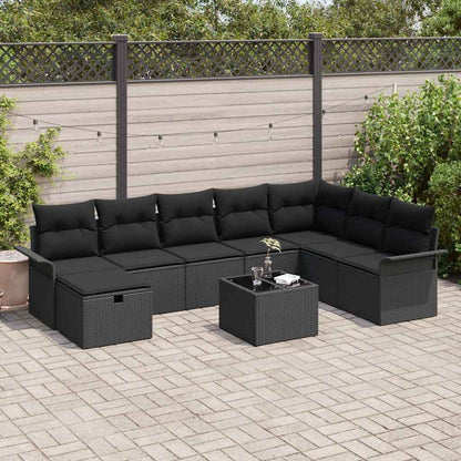 Gartensofa-set 9 stk. Poly Rattan