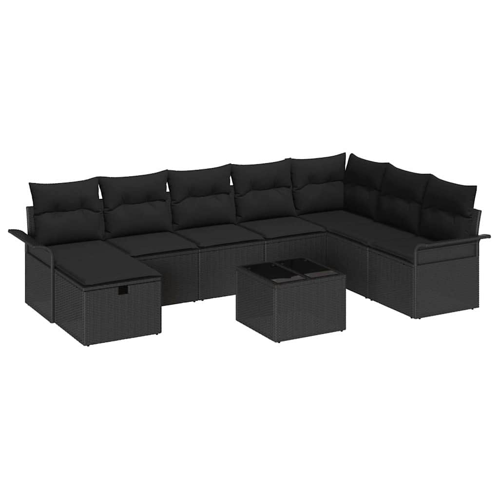 Gartensofa-set 9 stk. Poly Rattan