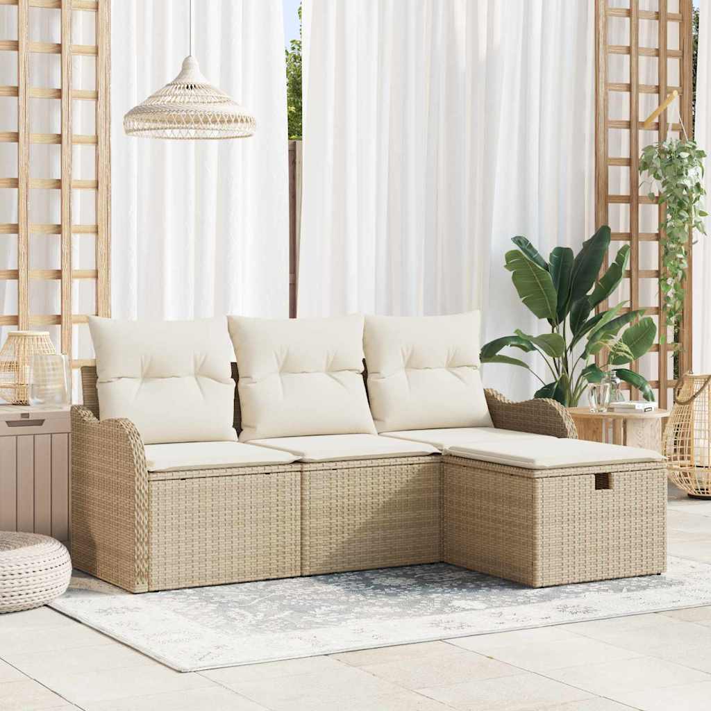 Gartensofa-set 4 stk. Poly Rattan