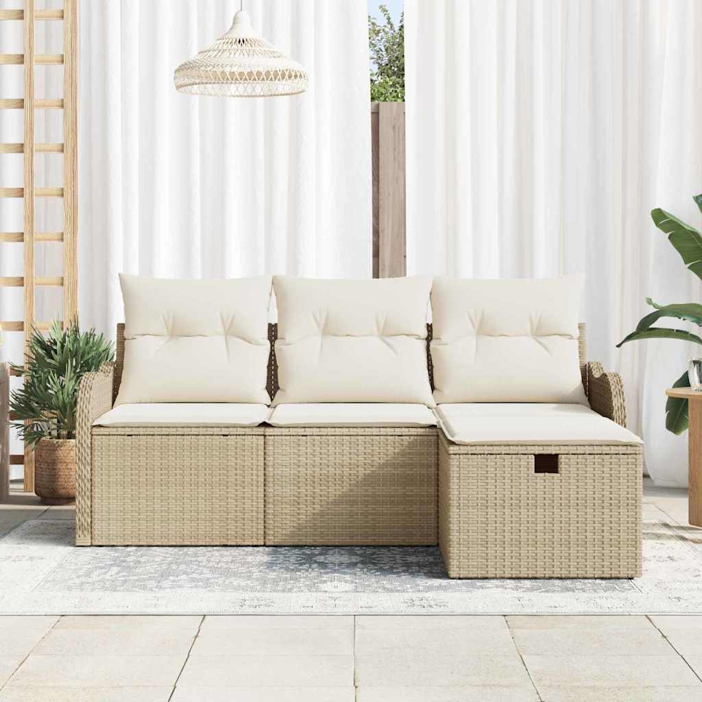 Gartensofa-set 4 stk. Poly Rattan