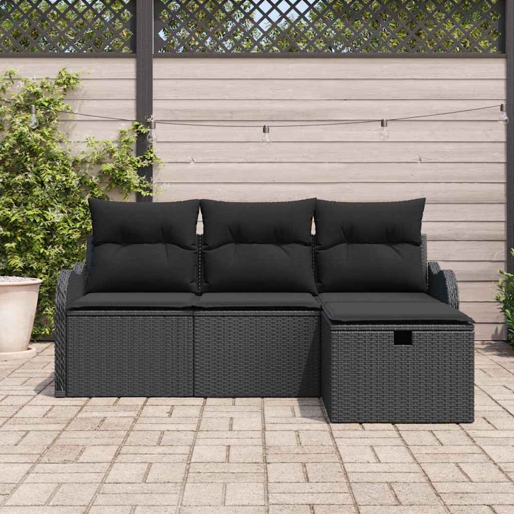Gartensofa-set 4 stk. Poly Rattan