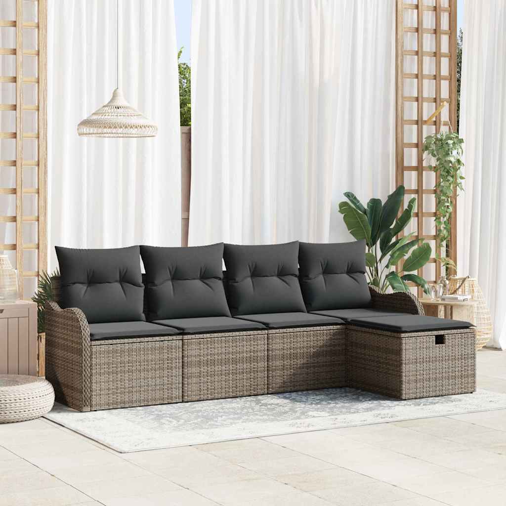 Gartensofa-set 5 stk. Poly Rattan
