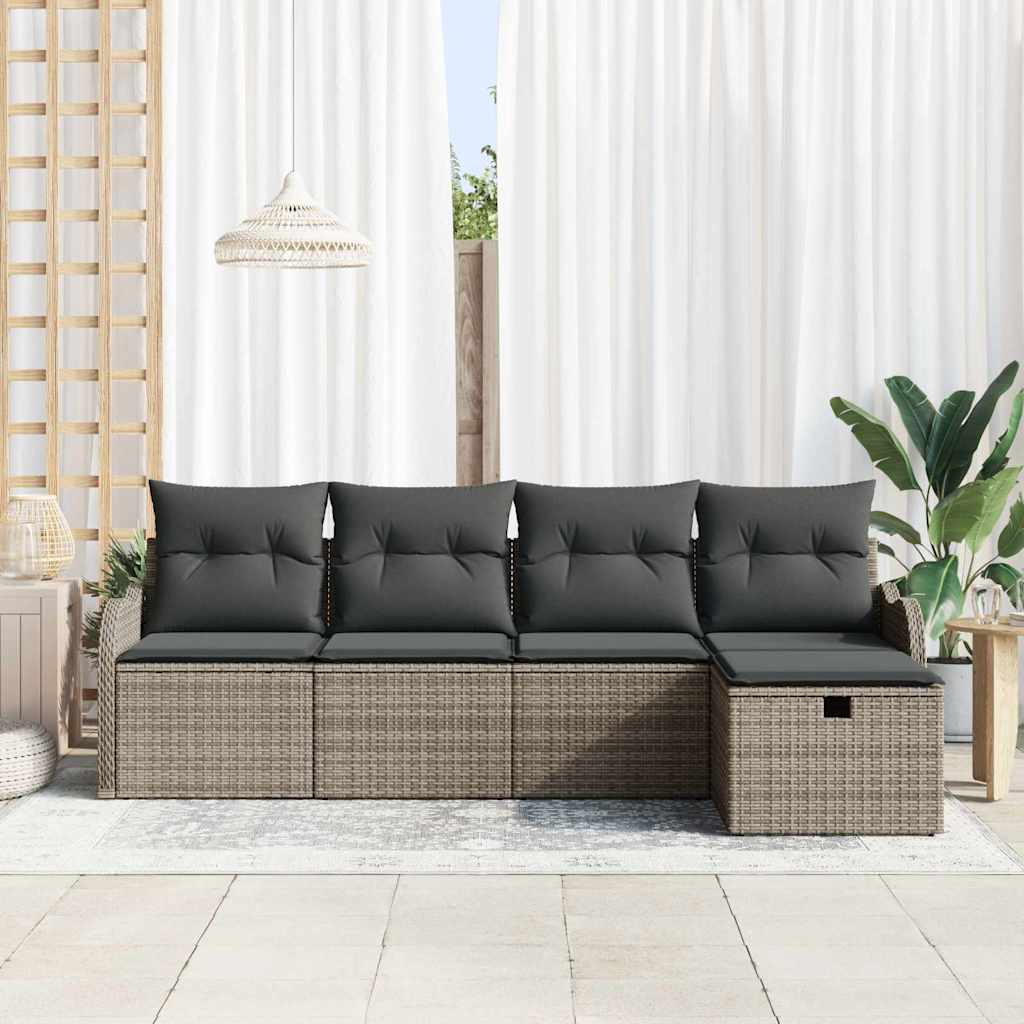 Gartensofa-set 5 stk. Poly Rattan
