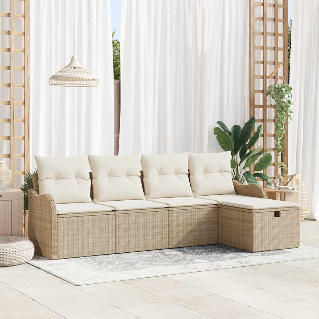 Gartensofa-set 5 stk. Poly Rattan