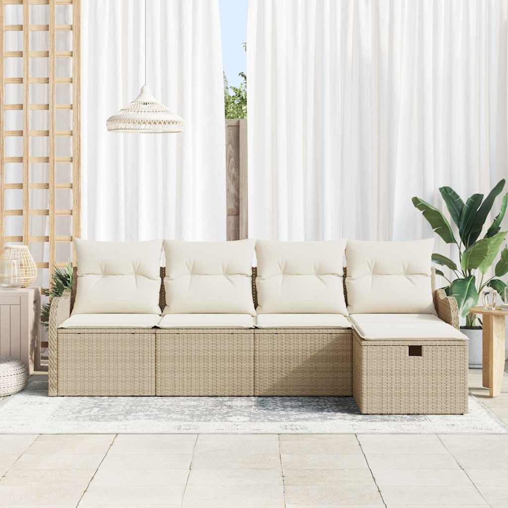 Gartensofa-set 5 stk. Poly Rattan