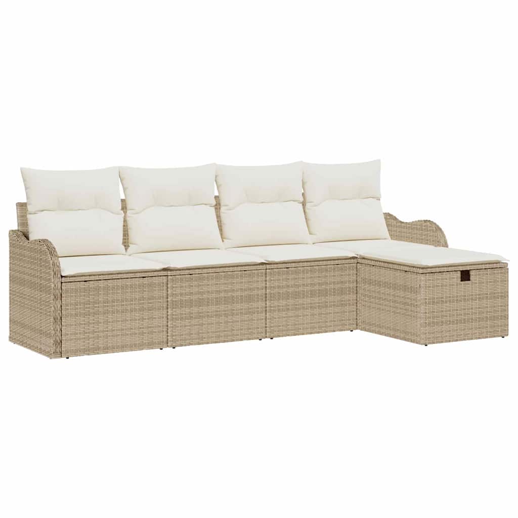 Gartensofa-set 5 stk. Poly Rattan
