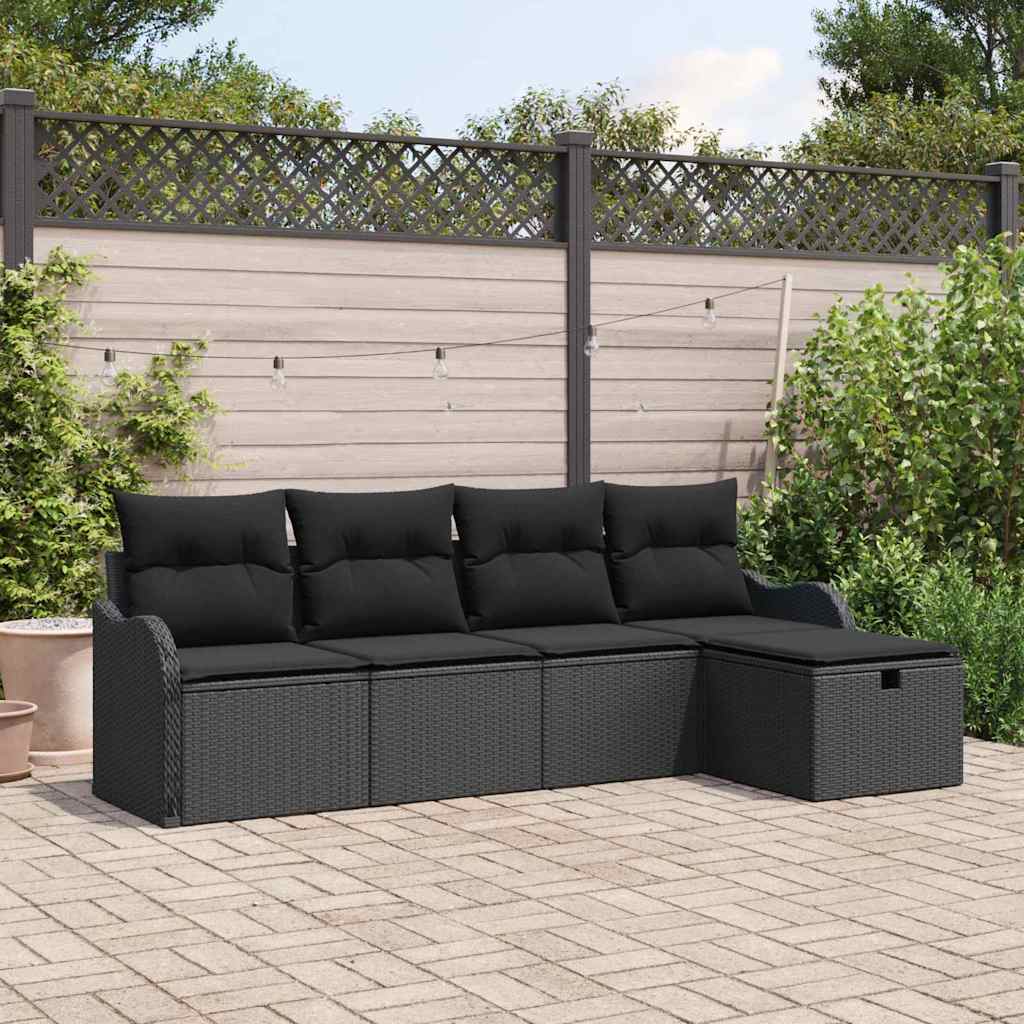 Gartensofa-set 5 stk. Poly Rattan