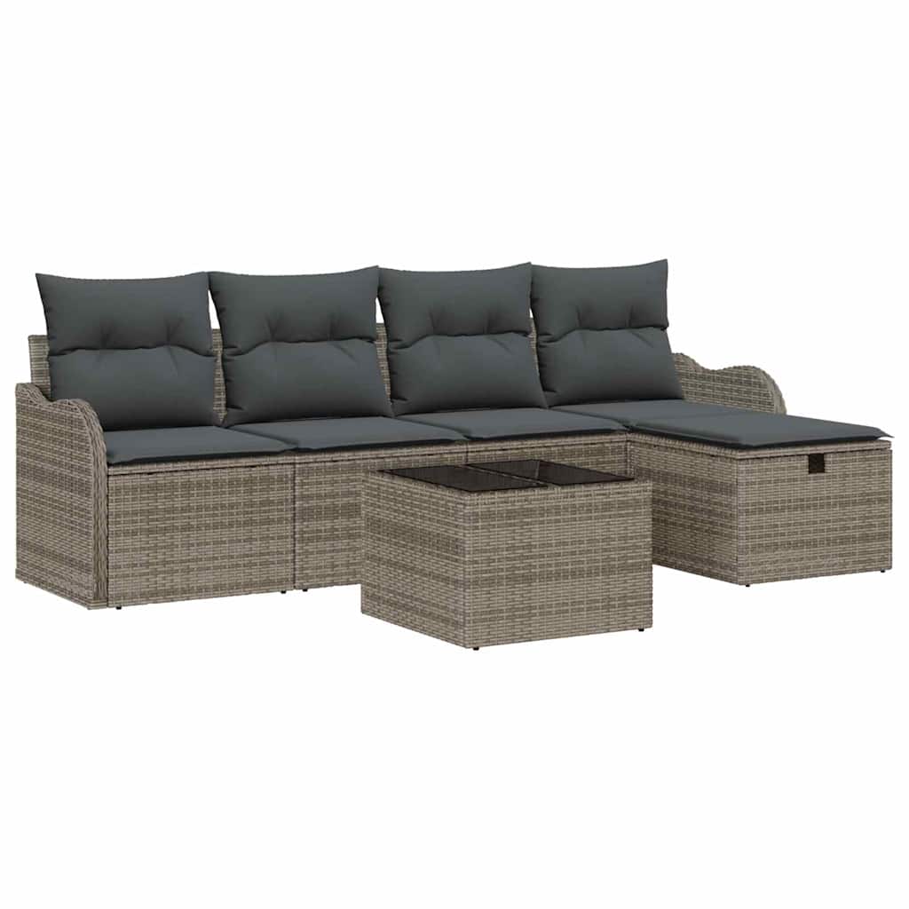 Gartensofa-set 6 stk. Poly Rattan