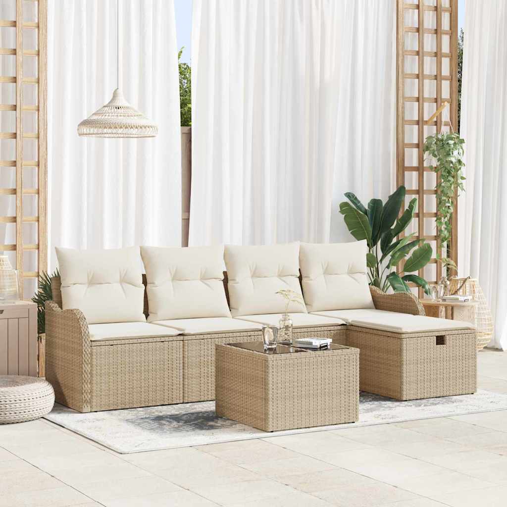 Gartensofa-set 6 stk. Poly Rattan