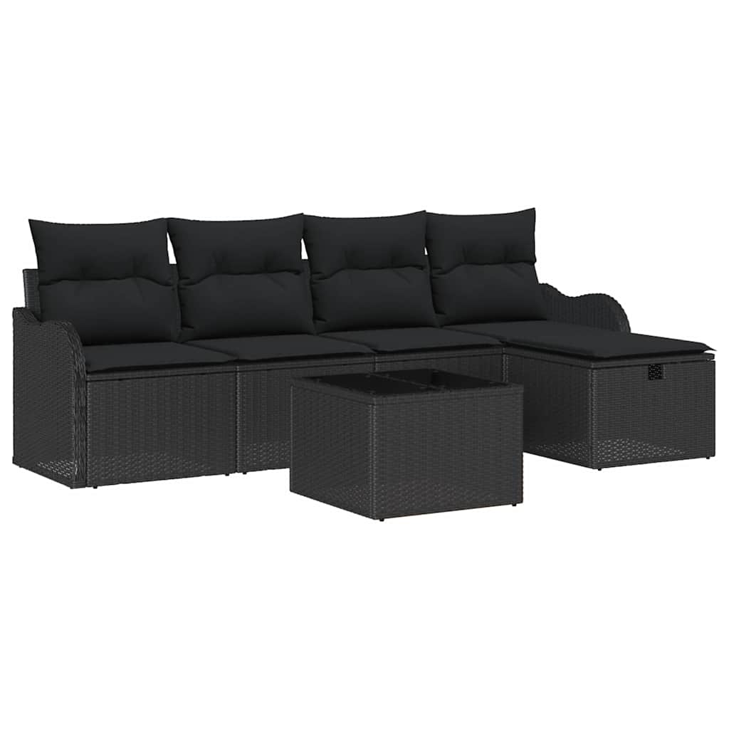 Gartensofa-set 6 stk. Poly Rattan