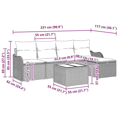 Gartensofa-set 6 stk. Poly Rattan