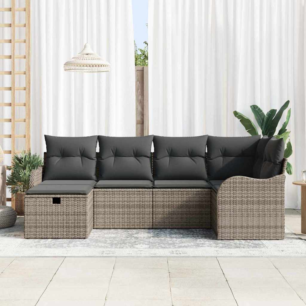 Gartensofa-set 6 stk. Poly Rattan