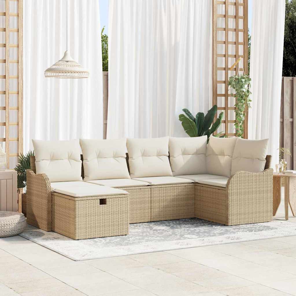 Gartensofa-set 6 stk. Poly Rattan